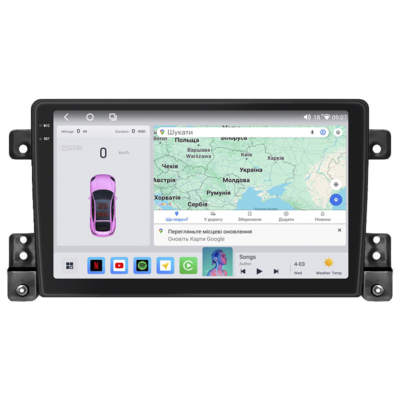 Штатная магнитола Lesko для Suzuki Grand Vitara III Рестайлинг 2008-2012 экран 9" 4/64 QLED CarPlay 4G Wi-Fi GPS 360 Prime