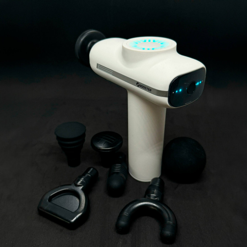 Масажний пістолет Booster V6 White, перкусійний масажер для тіла та м’язів