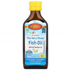 Риб'ячий жир для дітей, Fish Oil, Carlson, норвезький, зі смаком лимона, 800 мг, 200 мл