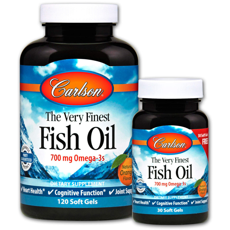 Риб'ячий жир, Fish Oil, Carlson, апельсин, вищої якості, 120+30 гелевих капсул
