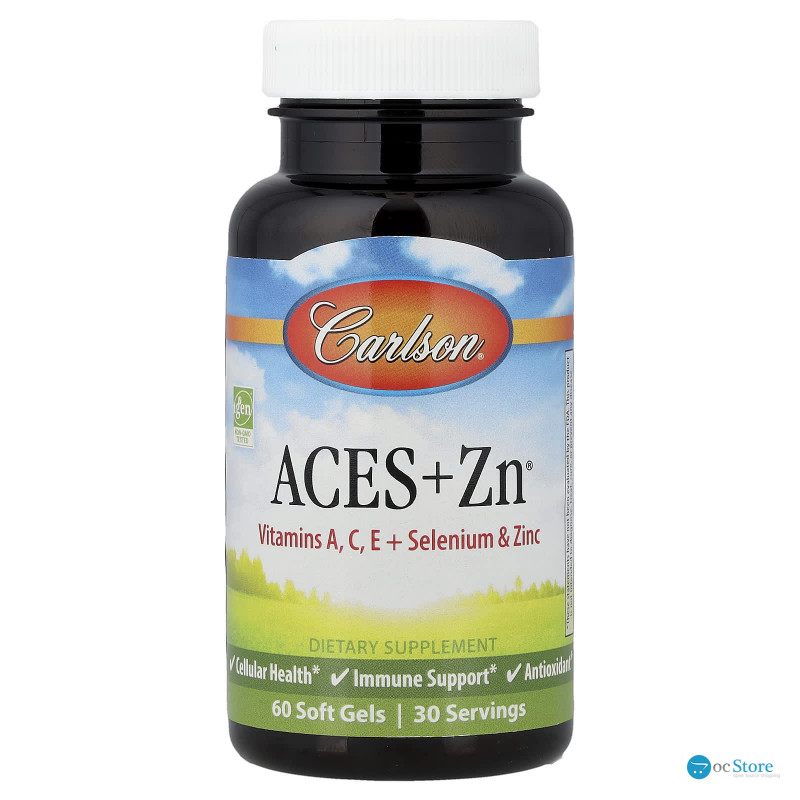 Вітаміни А, С, Е плюс селен та цинк, Aces + Zn®, Carlson, 60 гелевих капсул