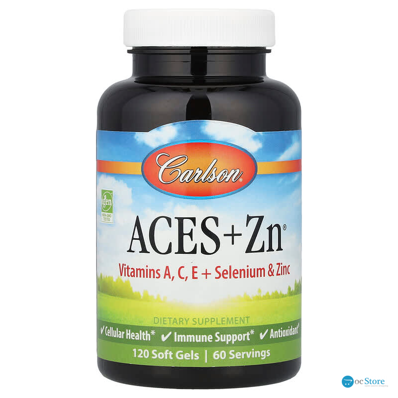 Вітаміни А, С, Е плюс селен та цинк, Aces + Zn, Carlson, 120 гелевих капсул