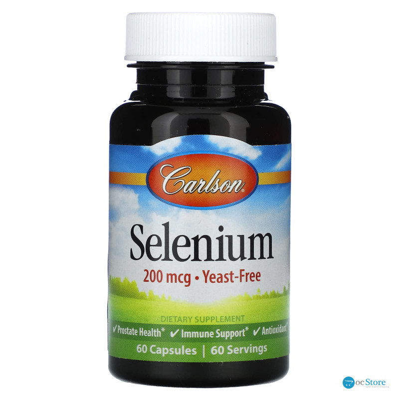 Селен, Selenium, Carlson, 200 мкг, 60 капсул