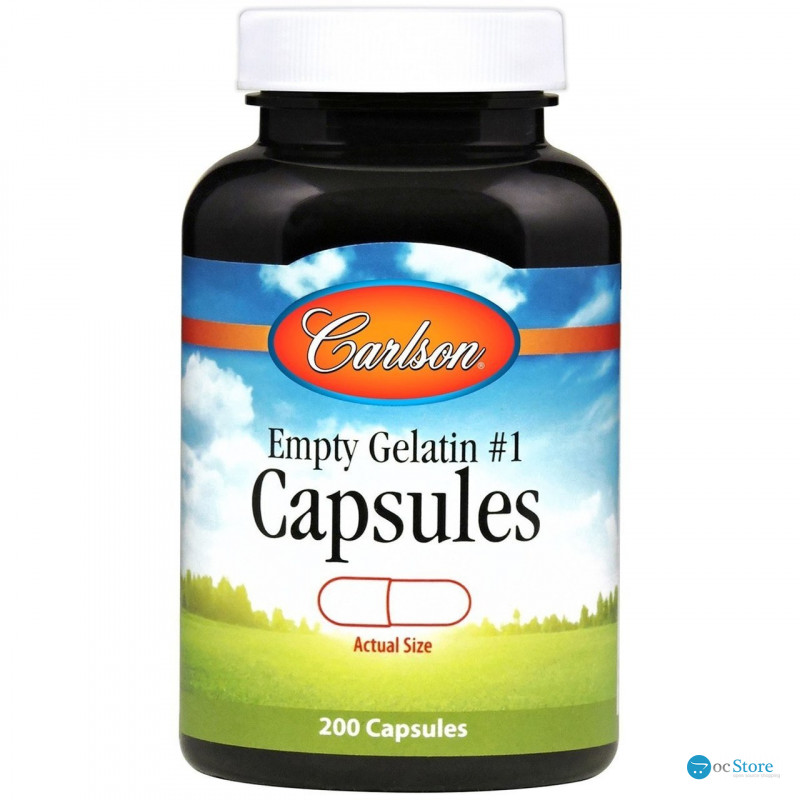 Порожня желатинова капсула № 1, Empty Gelatin Capsules #1, Carlson, 200 капсул