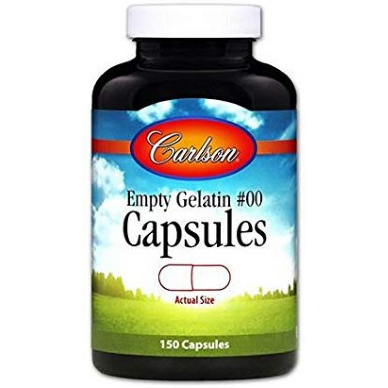 Желатинова капсула велика # 00, Large # 00 Empty Caps, Carlson, порожня, 150 капсул