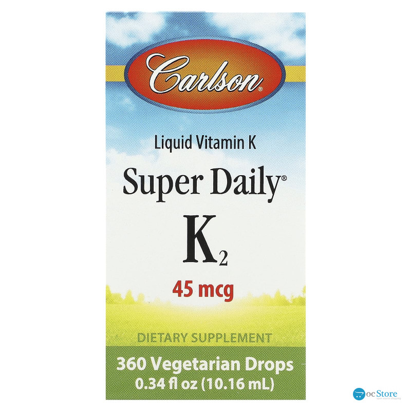 Вітамін К-2 (менахінон), Super Daily K2, Carlson, рідина, 45 мкг, 10,16 мл