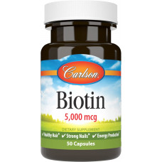 Біотин, Biotin, Carlson, 5 мг, 50 капсул