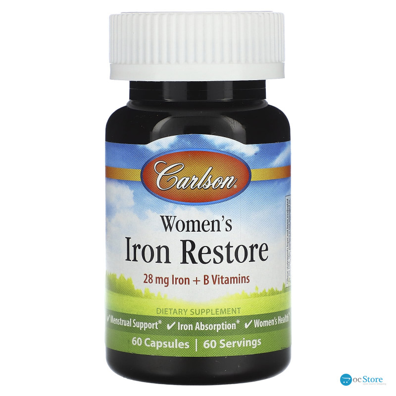 Залізо для жінок, Women's Iron Restore, Carlson, 60 капсул