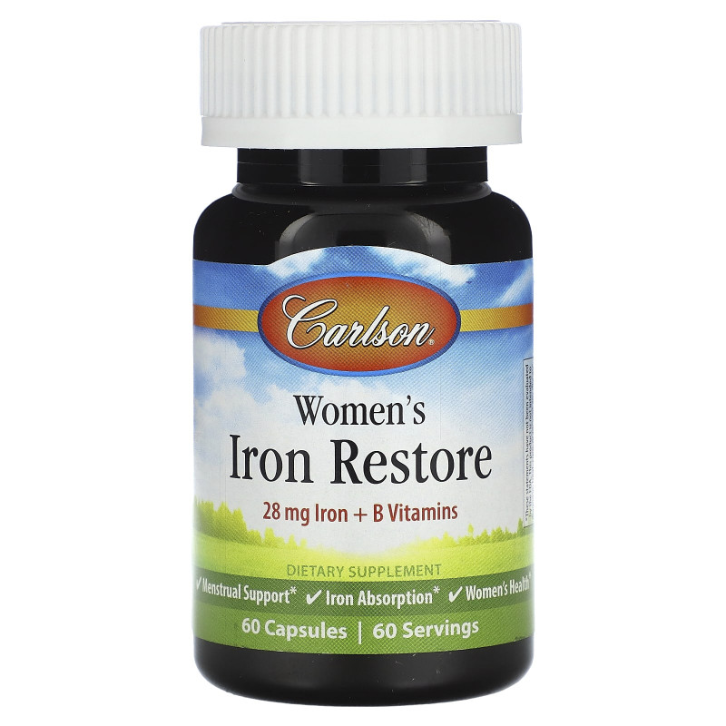 Залізо для жінок, Women's Iron Restore, Carlson, 60 капсул