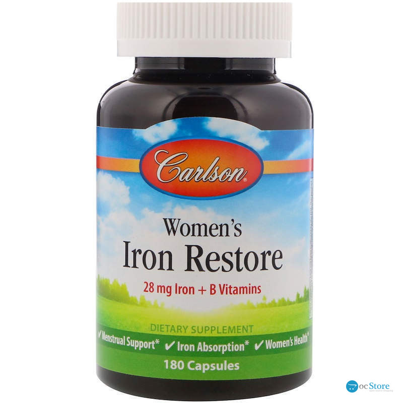 Залізо для жінок, Women's Iron Restore, Carlson, 180 капсул