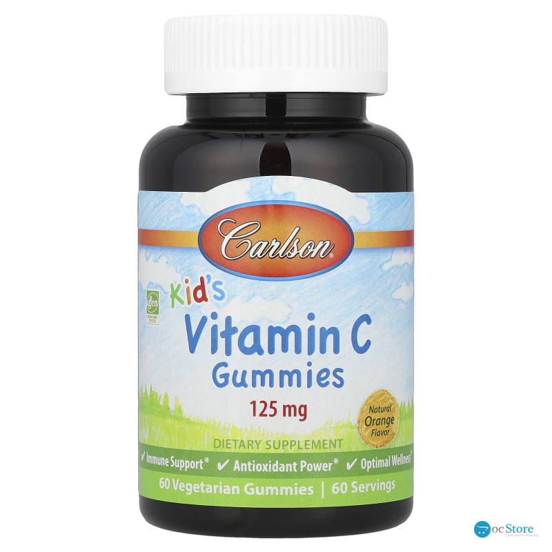 Вітамін С для дітей, Kid's Vitamin C Gummies, Carlson, натуральний апельсин, 125 мг, 60 вегетаріанських жувальних цукерок