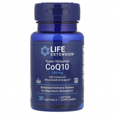 Коензим Q10 (Убіхінол), Ubiquinol CoQ10, Life Extension, 200 мг, 30 капсул