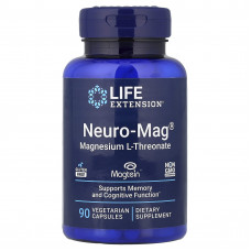 L-треонат магнію, Neuro-Mag, Magnesium L-Threonate, Life Extension, 90 вегетаріанських капсул (48 мг на капсулу)