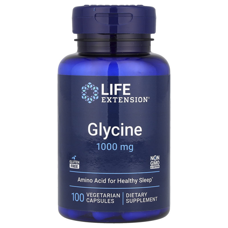 Гліцин, Glycine, Life Extension, 1000 мг, 100 вегетаріанських капсул