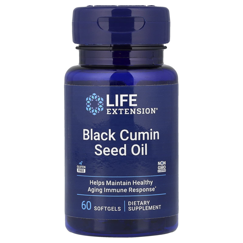 Олія чорного кмину, Black Cumin, Life Extension, з насіння, 500 мг, 60 гелевих капсул