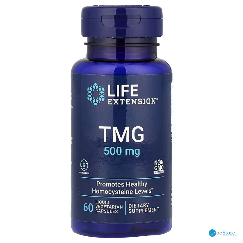 Триметилгліцин, TMG, Life Extension, 1000 мг, 60 рідких вегетаріанських капсул (500 мг у капсулі)