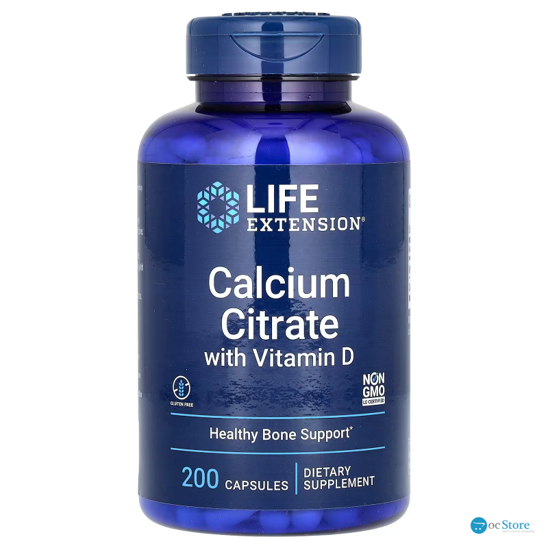 Цитрат кальцію з вітаміном D, Calcium Citrate with Vitamin D, Life Extension, 200 капсул