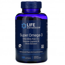 Омега-3 (супер), Omega-3, Life Extension, 120 капсул