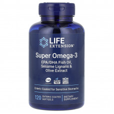 Омега-3, Super Omega-3, EPA/DHA Fish Oil, Life Extension, 120 гелевих капсул