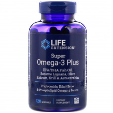 Омега-3 супер +, Super Omega-3 Plus, Life Extension, 120 капсул