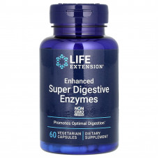 Травні ферменти, Enhanced Super Digestive Enzymes, Life Extension, 60 капсул