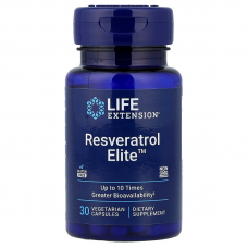 Ресвератрол, Resveratrol Elite, Life Extension, 30 вегетаріанських капсул