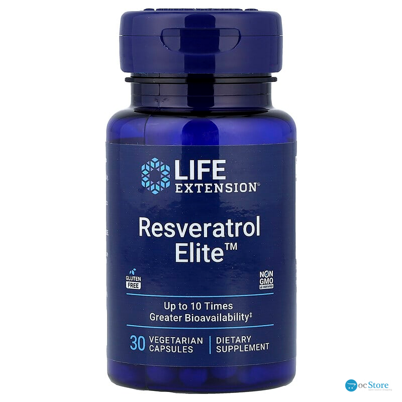 Ресвератрол, Resveratrol Elite, Life Extension, 30 вегетаріанських капсул