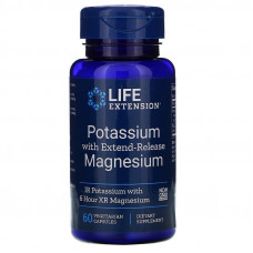 Калій з магнієм, Potassium with Extend-Release Magnesium, Life Extension, пролонгованої дії, 60 вегетаріанських капсул