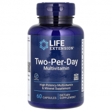 Мультивітаміни "Дві капсули в день", Two-Per-Day Multivitamin, Life Extension, 60 капсул