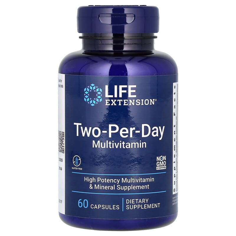 Мультивітаміни "Дві капсули в день", Two-Per-Day Multivitamin, Life Extension, 60 капсул