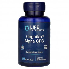 Поліпшення роботи мозку, Cognitex Alpha GPC, Life Extension, 30 гелевих капсул