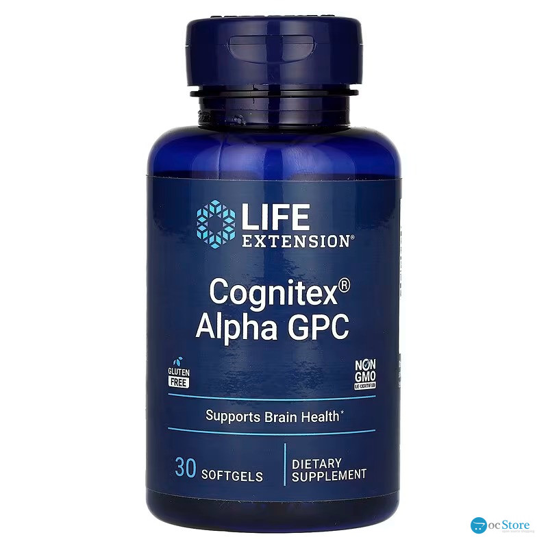 Поліпшення роботи мозку, Cognitex Alpha GPC, Life Extension, 30 гелевих капсул
