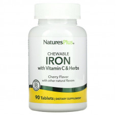 Залізо з вітаміном C та травами, Chewable Iron, Nature's Plus, вишневий смак, 90 таблеток