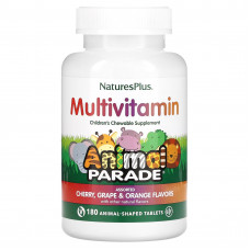 Вітаміни для дітей (Children's Multi-Vitamin), Nature's Plus, Animal Parade, вишня, виноград та апельсин, 180 жувальних таблеток у формі тварин
