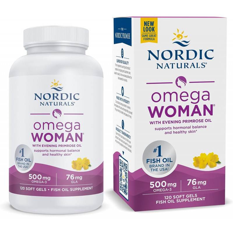 Омега-3 + вечірня примула для жінок (лимон), Omega With Evening Primrose, Nordic Naturals, 830 мг, 120 капсул