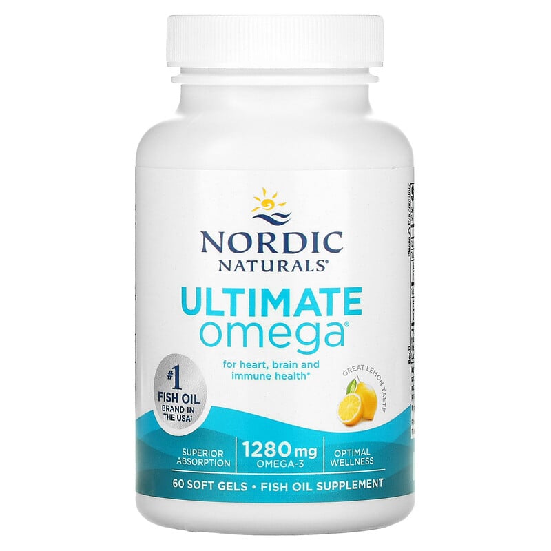 Омега-3 очищений (лимон), Ultimate Omega, Nordic Naturals, 1280 мг, 60 м'яких капсул (640 мг на капсулу)