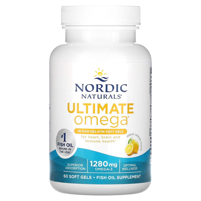 Омега-3, Ultimate Omega, Nordic Naturals, смак лимона, 640 мг, 60 гелевих капсул
