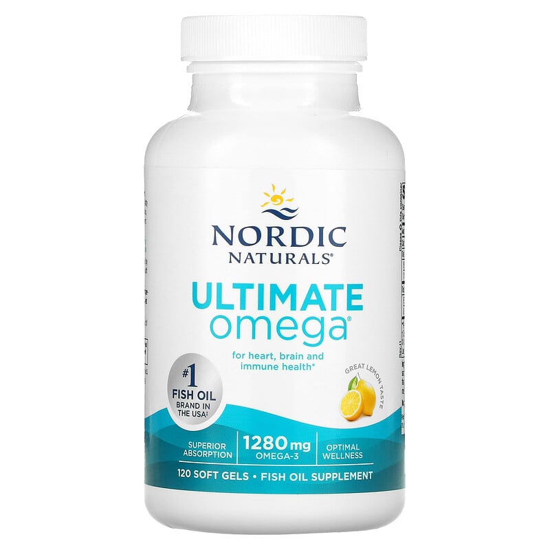 Риб'ячий жир, Ultimate Omega, Nordic Naturals, зі смаком лимона, 1280 мг, 120 м'яких капсул (640 мг на капсулу)