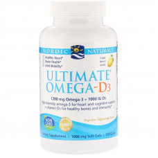 Риб'ячий жир омега-D3 (лимон), Ultimate Omega-D3, Nordic Naturals, 1000 мг, 120 гелевих капсул
