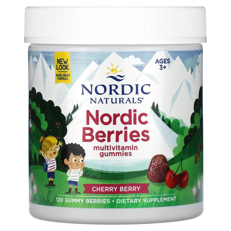 Полівітаміни для дітей від 3 років, Nordic Berries Multivitamin Gummies, Nordic Naturals, зі смаком вишні, 120 жувальних цукерок