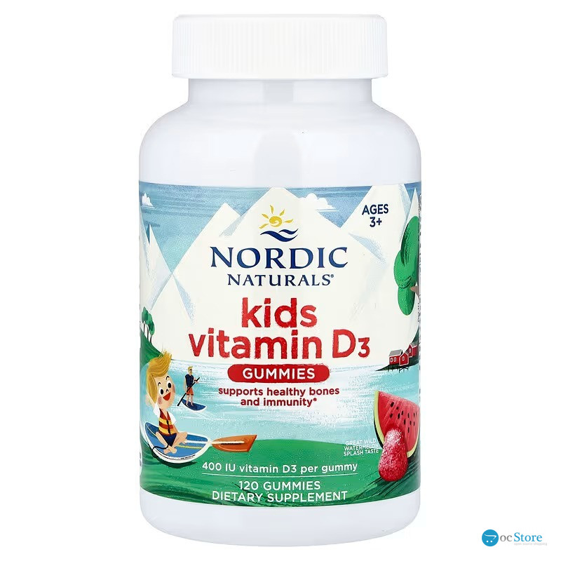 Вітамін D3 для дітей від 3-х років, Kids Vitamin D3 Gummies, Nordic Naturals, зі смаком кавуна, 10 мкг (400 МО), 120 жувальних цукерок