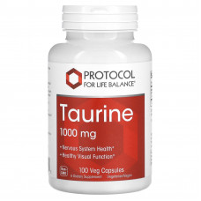 Таурін, Taurine, Protocol for Life Balance, 1000 мг, 100 веганських капсул