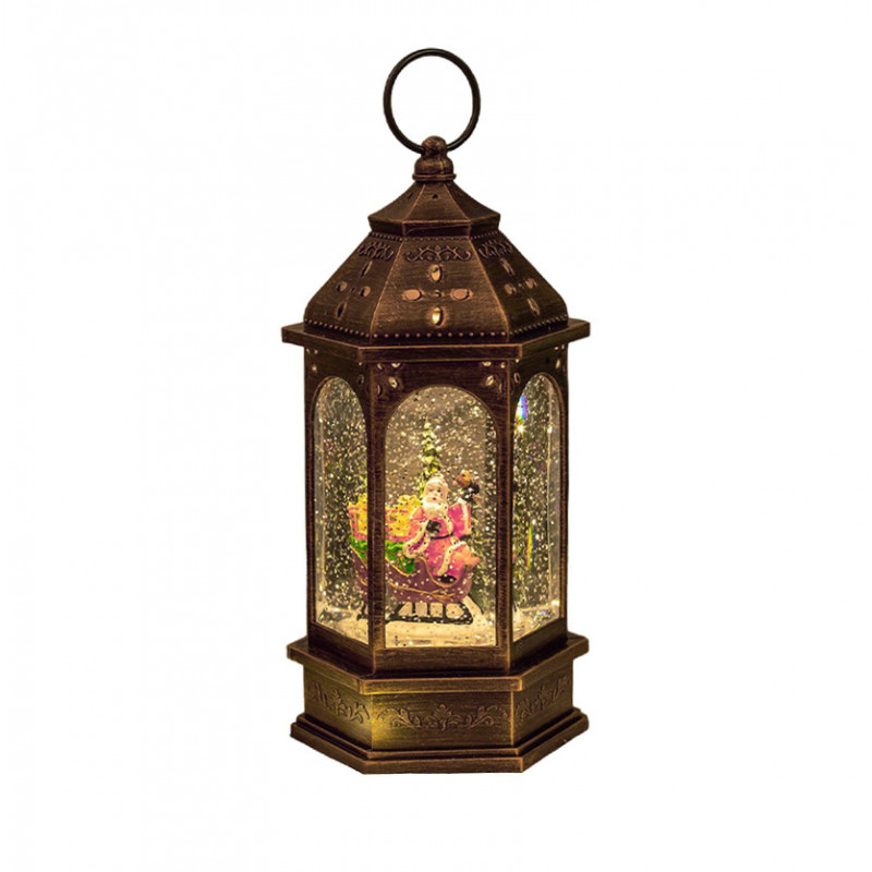Декоративный фонарь новогодний 2024 12*12*24 см рождественское украшения для дома подвесной с подсветкой Дед Мороз