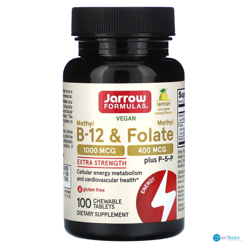 Метилфолат і метил B-12, Methyl B-12 & Methyl Folate, Jarrow Formulas 1000 мкг / 400 мкг, 100 жувальних таблеток
