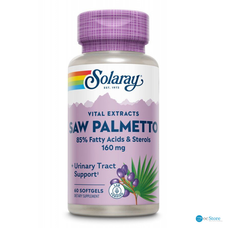Со пальметто, екстракт ягід, Saw Palmetto, Solaray, 160 мг, 60 гелевих капсул