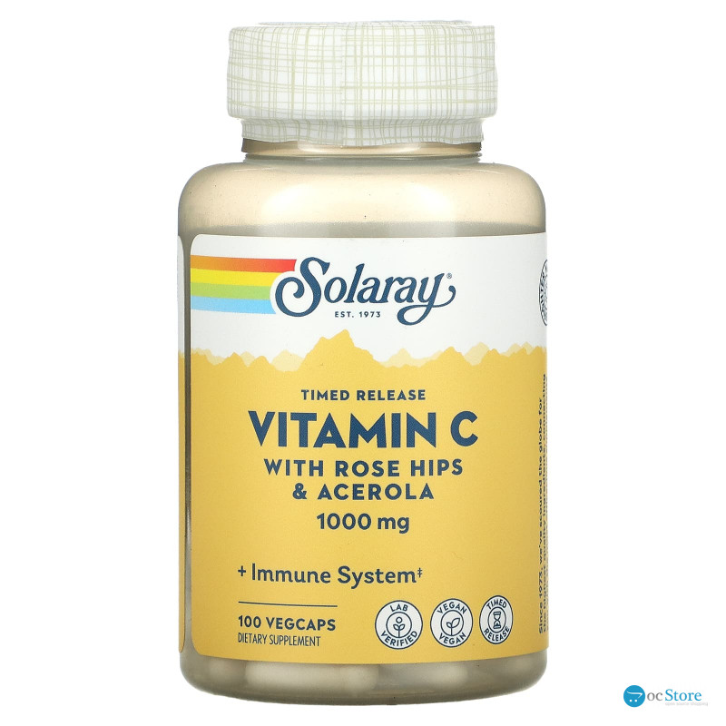 Вітамін С, Vitamin C, Solaray, двофазне вивільнення, 1000 мг, 100 капсул