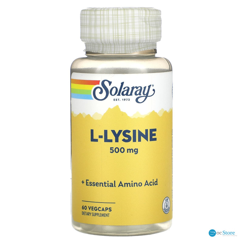 Лізин, L-Lysine, Solaray, 500 мг, 60 капсул