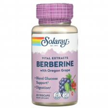 Берберін, Berberine, Solaray, екстракт кореня, 60 рослинних капсул