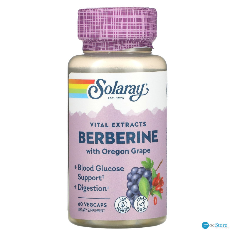 Берберін, Berberine, Solaray, екстракт кореня, 60 рослинних капсул