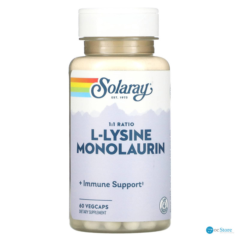 L-лізин монолаурін, L-Lysine Monolaurin, Solaray, 60 вегетаріанських капсул